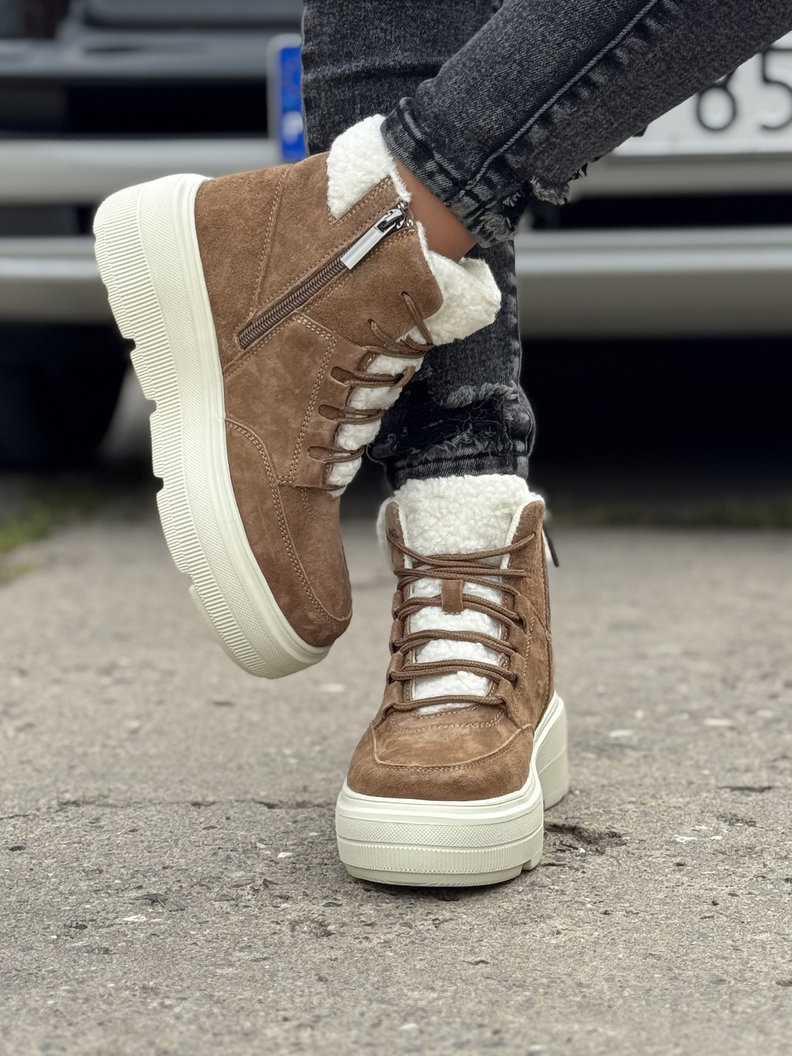 Ocieplane botki COMFORT HIGH CAMEL skóra naturalna - obrazek 6