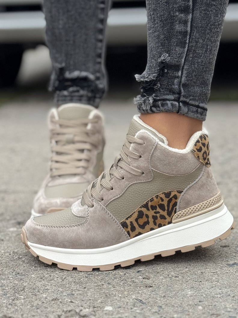 Ocieplane botki EVEREST BEIGE skóra naturalna