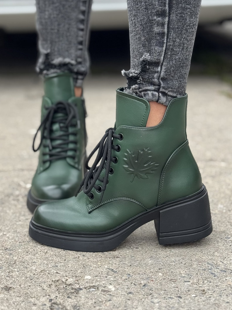 Ocieplane botki FAULEA GREEN skóra naturalna