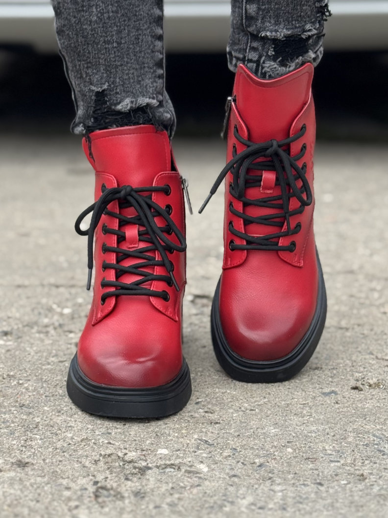 Ocieplane botki FAULEA RED skóra naturalna - obrazek 3