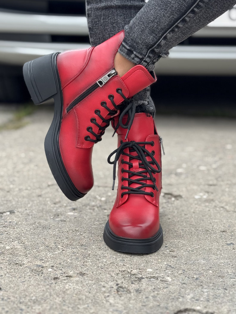 Ocieplane botki FAULEA RED skóra naturalna - obrazek 6