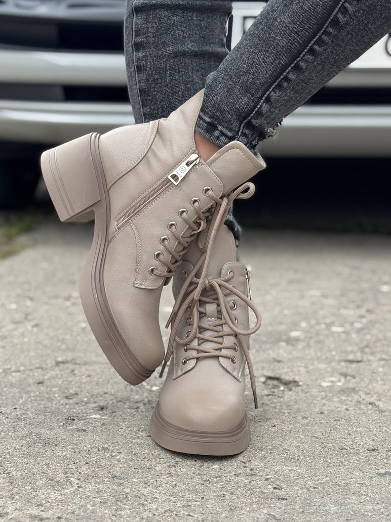 Ocieplane botki FAULEA BEIGE skóra naturalna - obrazek 6