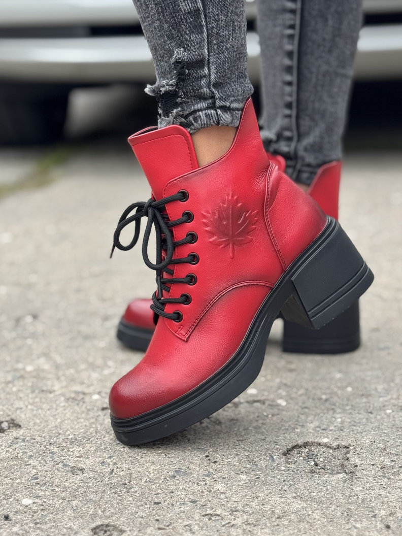 Ocieplane botki FAULEA RED skóra naturalna - obrazek 7