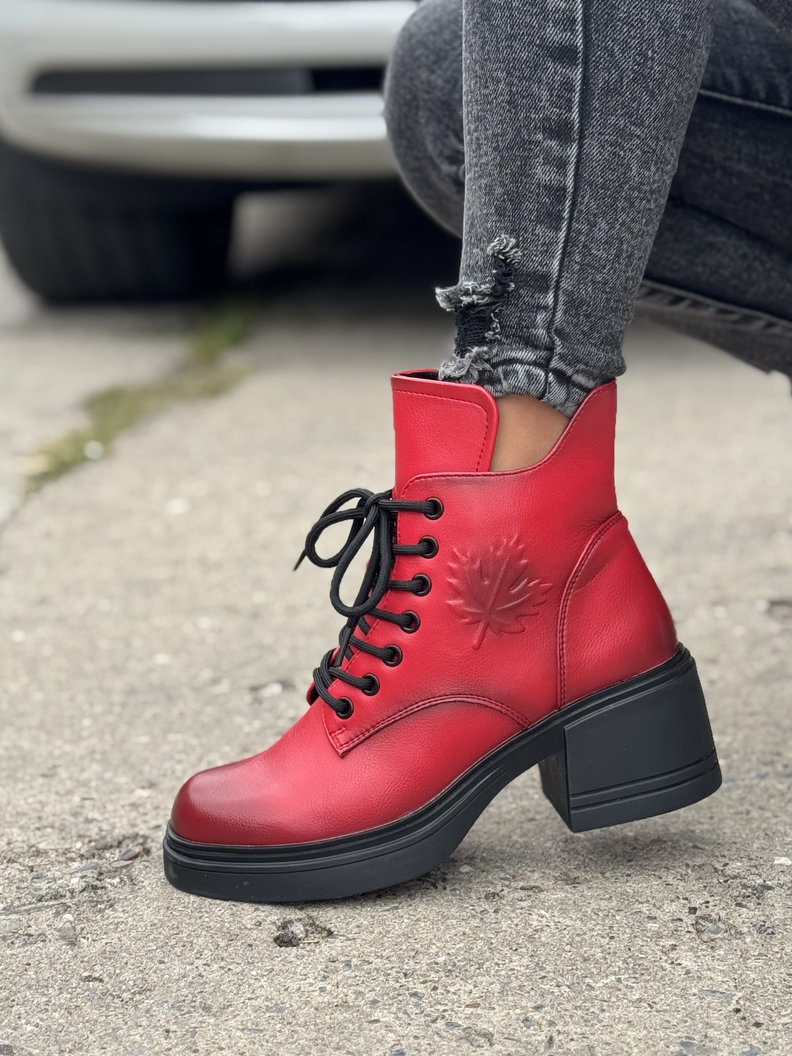 Ocieplane botki FAULEA RED skóra naturalna - obrazek 5