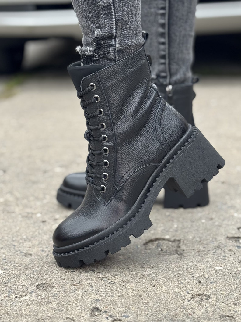 Ocieplane botki FLAVELLE BLACK skóra naturalna - obrazek 7