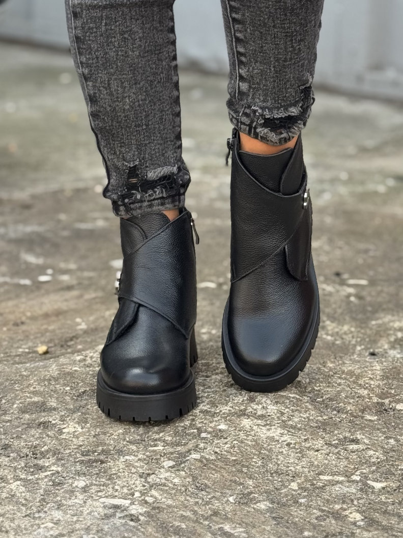 Ocieplane botki FUEGO BLACK skóra naturalna - obrazek 4