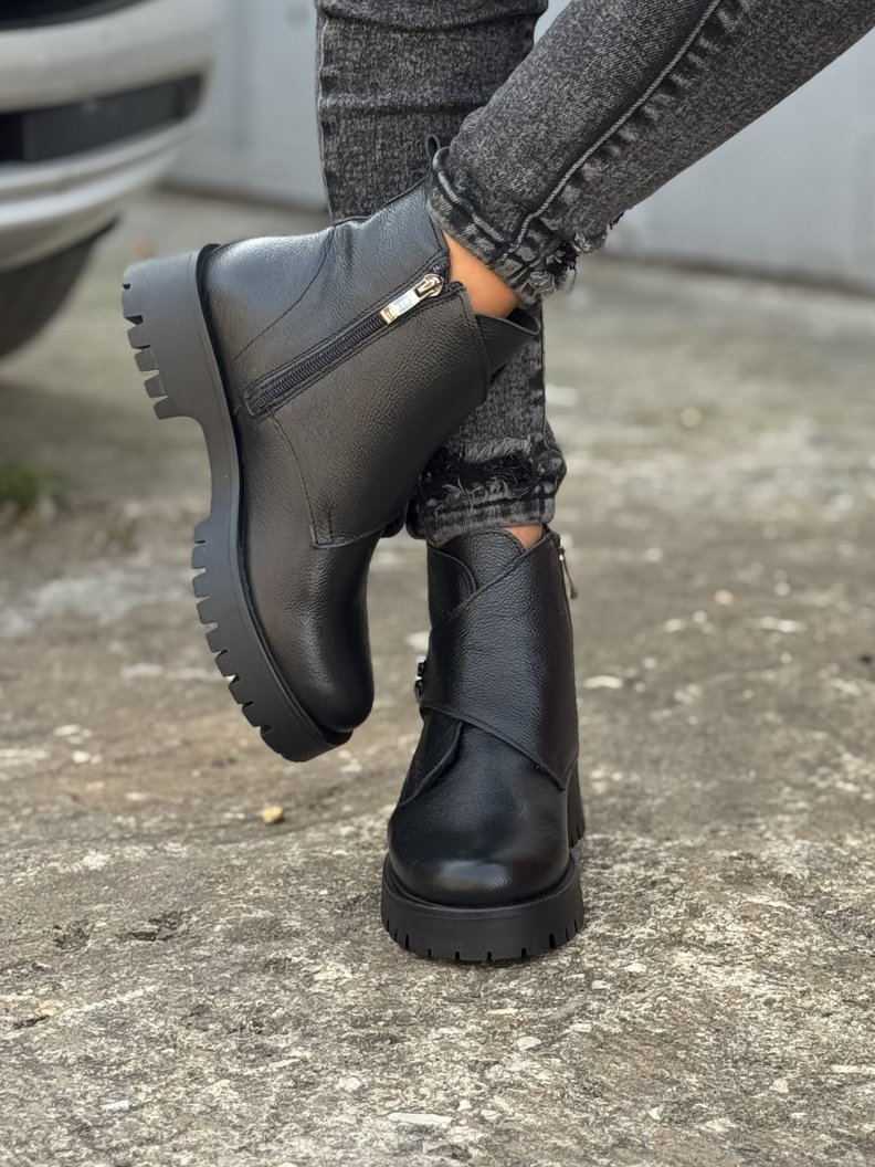 Ocieplane botki FUEGO BLACK skóra naturalna - obrazek 7