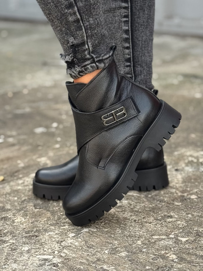 Ocieplane botki FUEGO BLACK skóra naturalna - obrazek 3