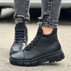 Ocieplane botki HUDSON BLACK skóra naturalna