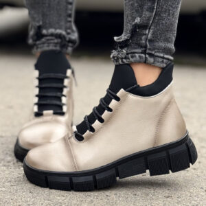 Ocieplane botki HUDSON BEIGE skóra naturalna
