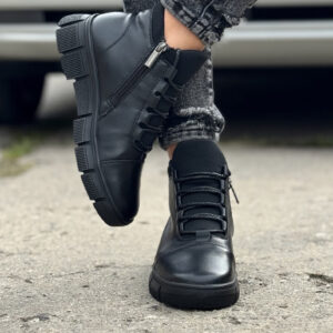 Ocieplane botki HUDSON BLACK skóra naturalna
