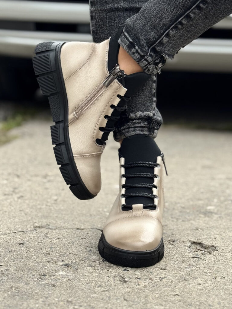 Ocieplane botki HUDSON BEIGE skóra naturalna - obrazek 4