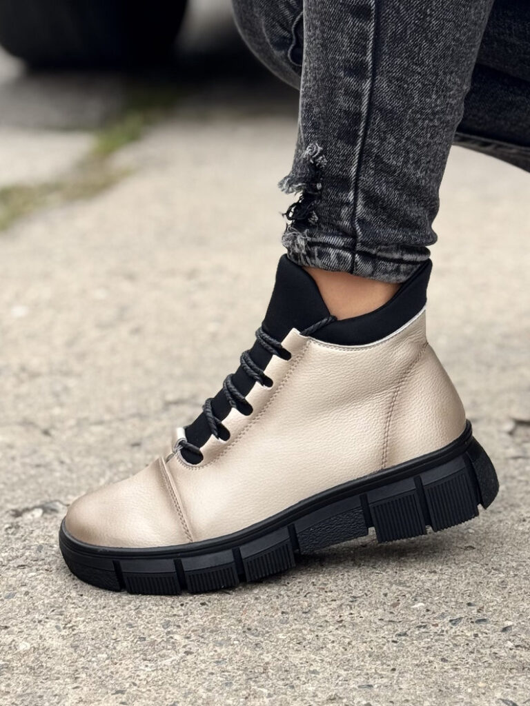 Ocieplane botki HUDSON BEIGE skóra naturalna - obrazek 5