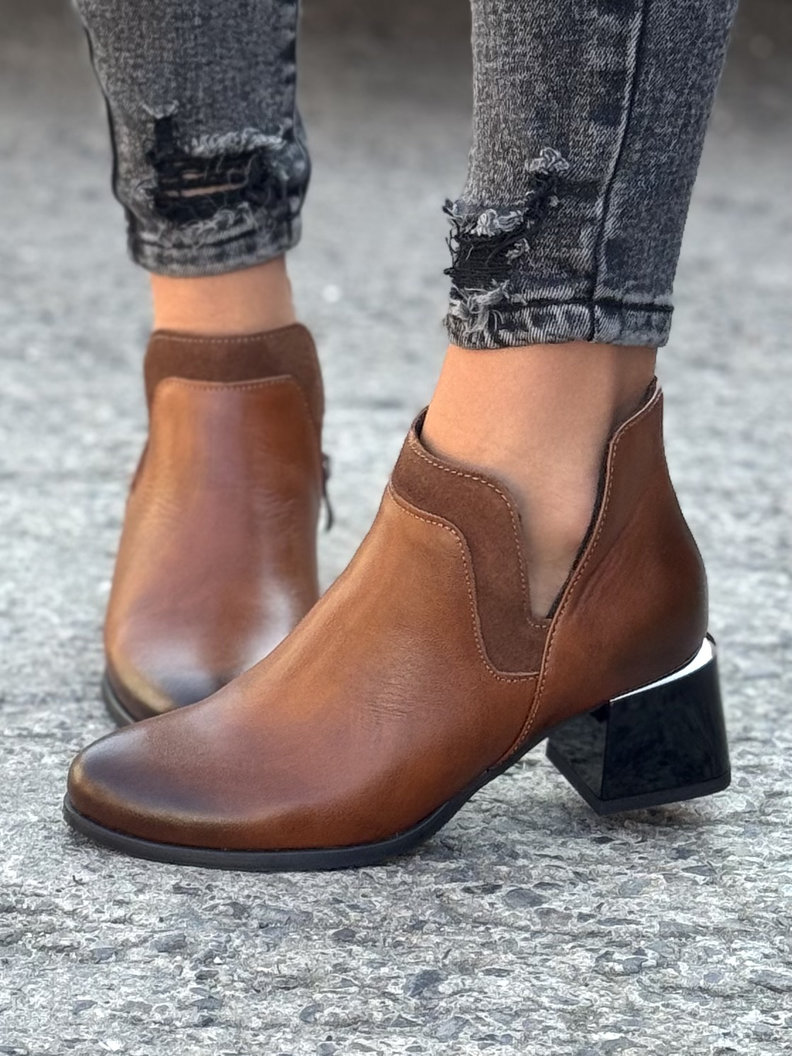 Ocieplane botki KAZADII MAVRA BROWN skóra naturalna - obrazek 4