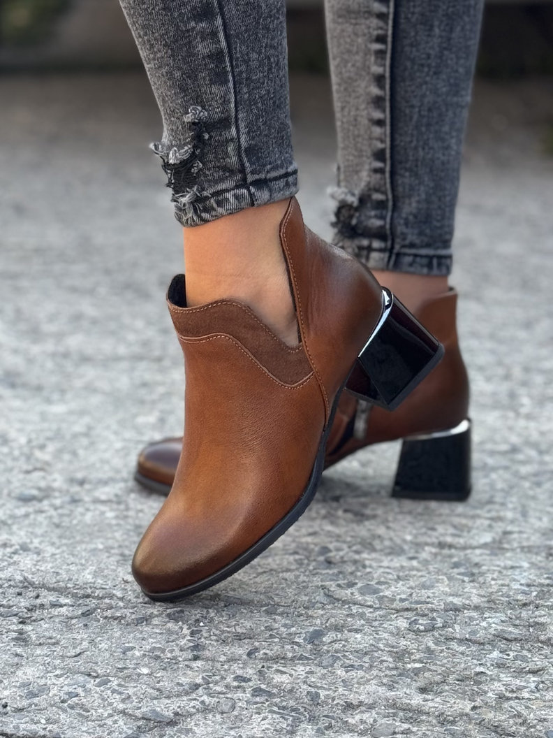 Ocieplane botki KAZADII MAVRA BROWN skóra naturalna