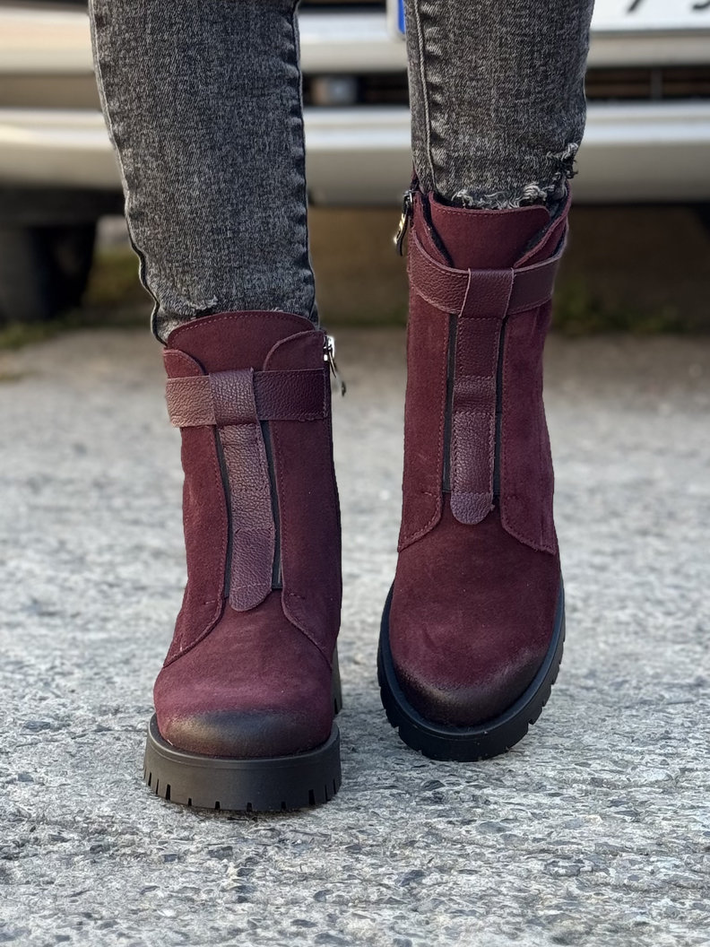 Ocieplane botki KAZADII PANAMA BORDO skóra naturalna - obrazek 6