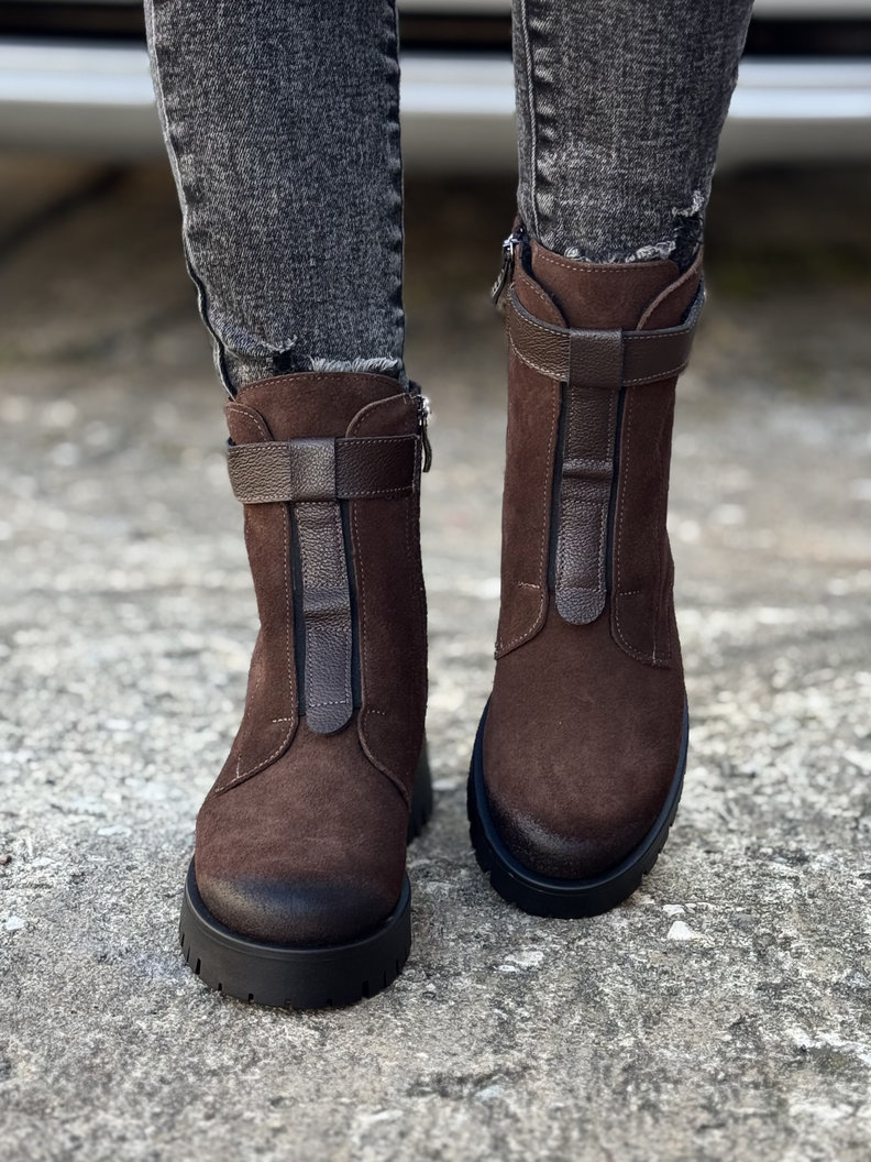 Ocieplane botki KAZADII PANAMA CHOCO skóra naturalna - obrazek 6