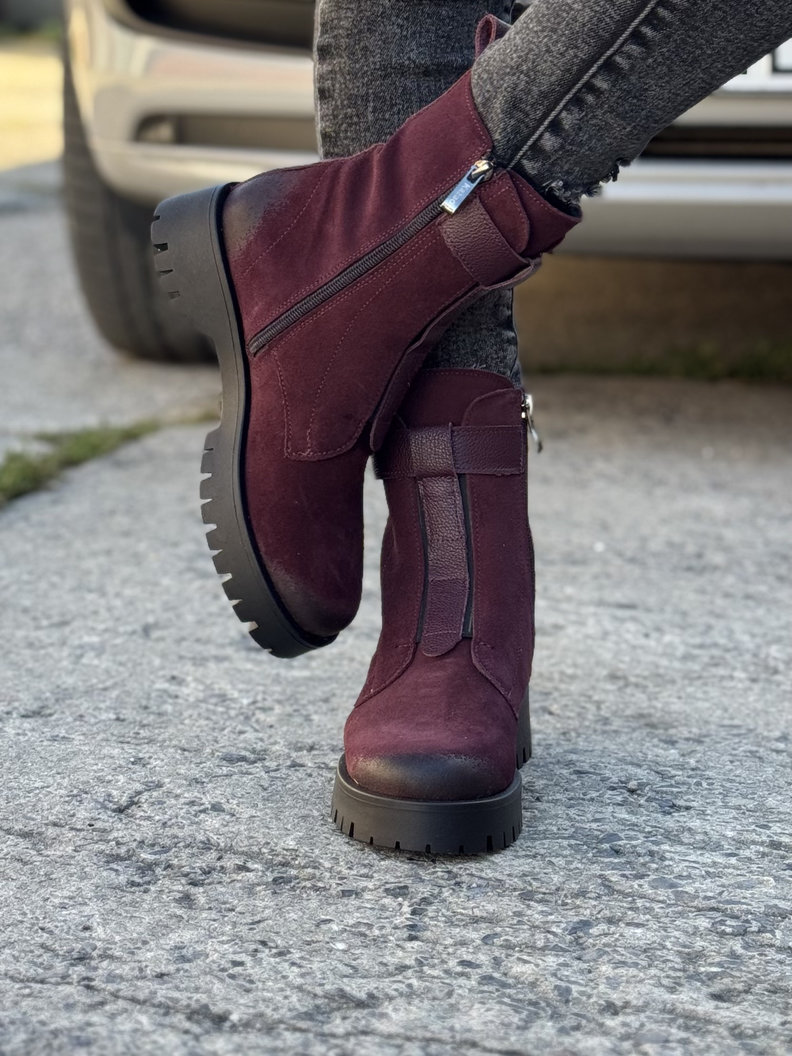 Ocieplane botki KAZADII PANAMA BORDO skóra naturalna - obrazek 3