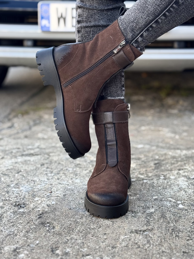 Ocieplane botki KAZADII PANAMA CHOCO skóra naturalna - obrazek 3