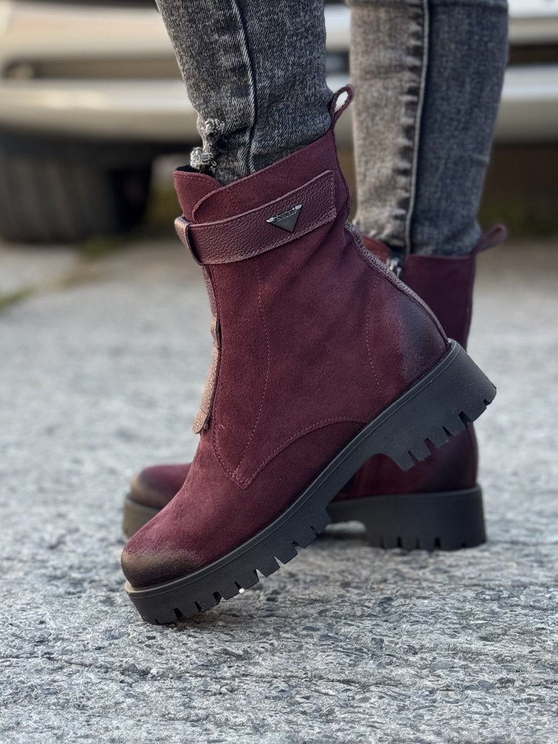 Ocieplane botki KAZADII PANAMA BORDO skóra naturalna - obrazek 4