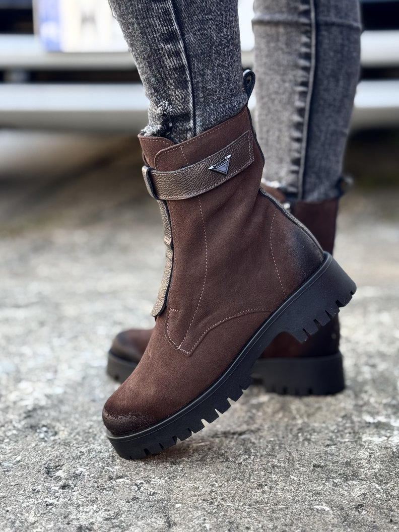 Ocieplane botki KAZADII PANAMA CHOCO skóra naturalna - obrazek 4