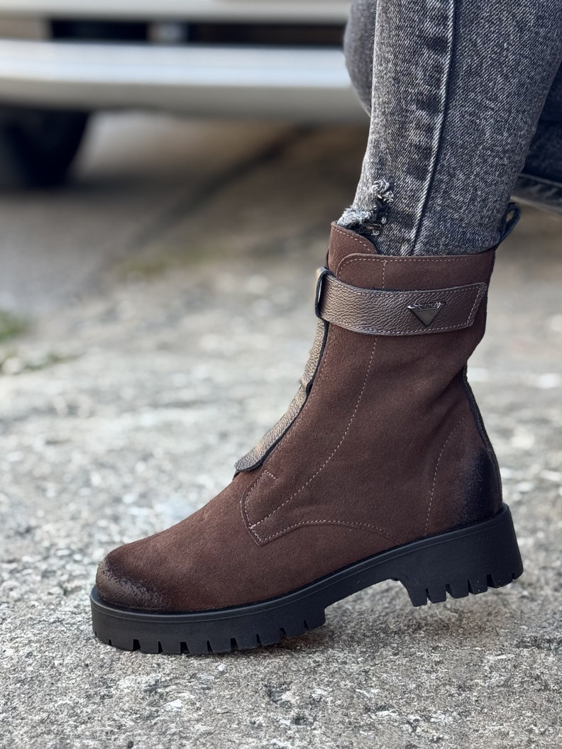 Ocieplane botki KAZADII PANAMA CHOCO skóra naturalna - obrazek 8