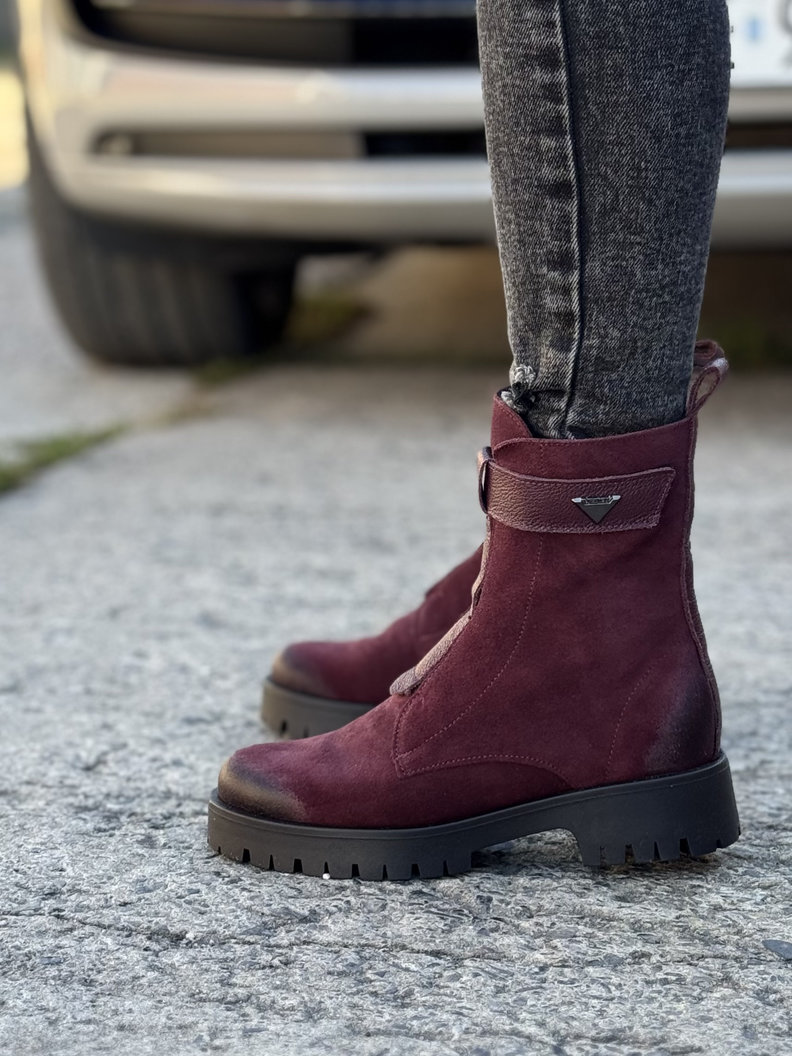 Ocieplane botki KAZADII PANAMA BORDO skóra naturalna - obrazek 8