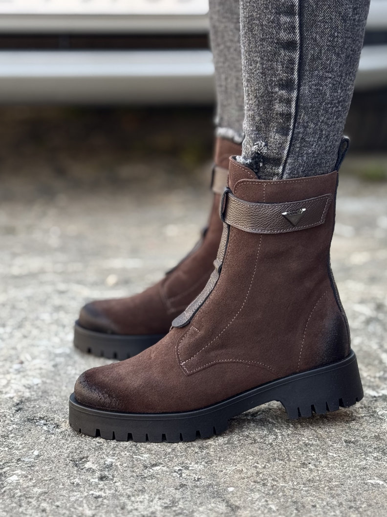 Ocieplane botki KAZADII PANAMA CHOCO skóra naturalna - obrazek 5