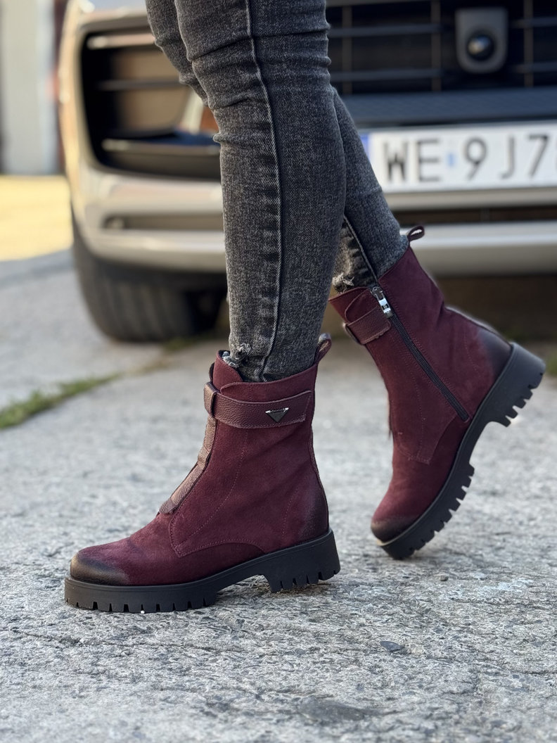Ocieplane botki KAZADII PANAMA BORDO skóra naturalna - obrazek 5