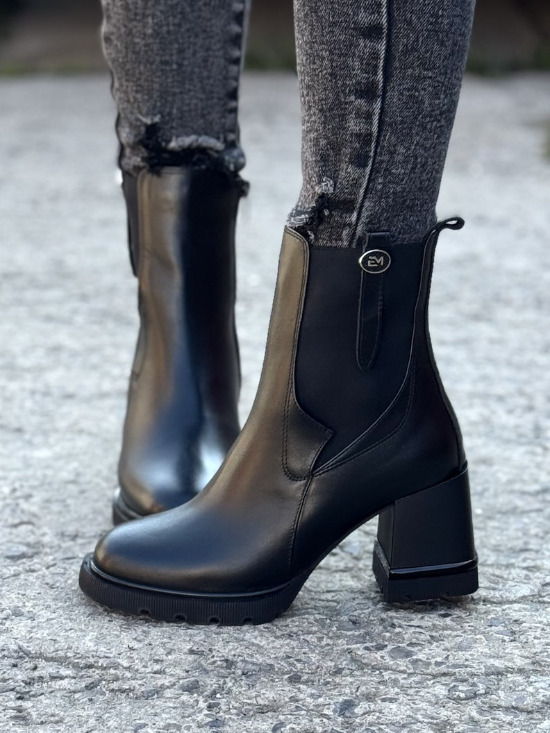 Ocieplane botki LEGERE BLACK skóra naturalna