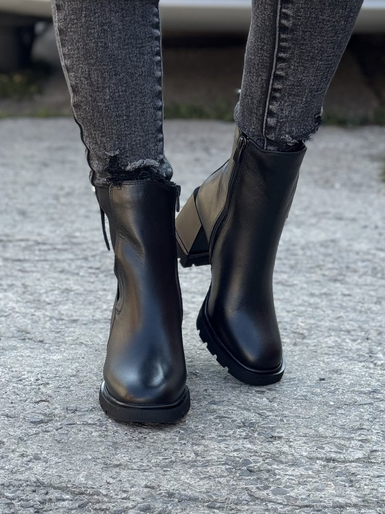 Ocieplane botki LEGERE BLACK skóra naturalna - obrazek 3