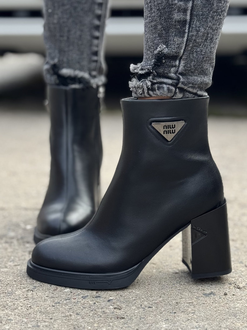 Ocieplane botki MIDNIGHT BLACK skóra naturalna