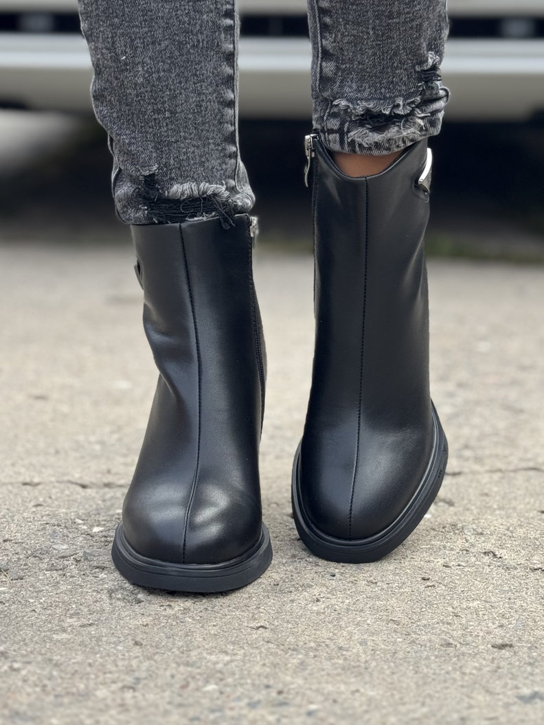 Ocieplane botki MIDNIGHT BLACK skóra naturalna - obrazek 3