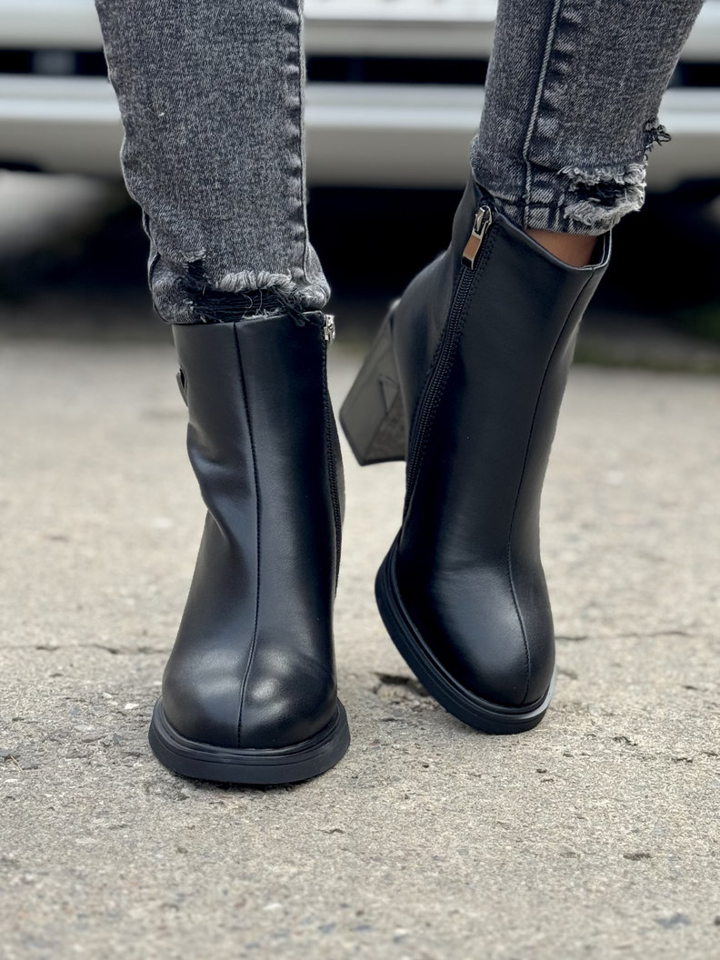 Ocieplane botki MIDNIGHT BLACK skóra naturalna - obrazek 5