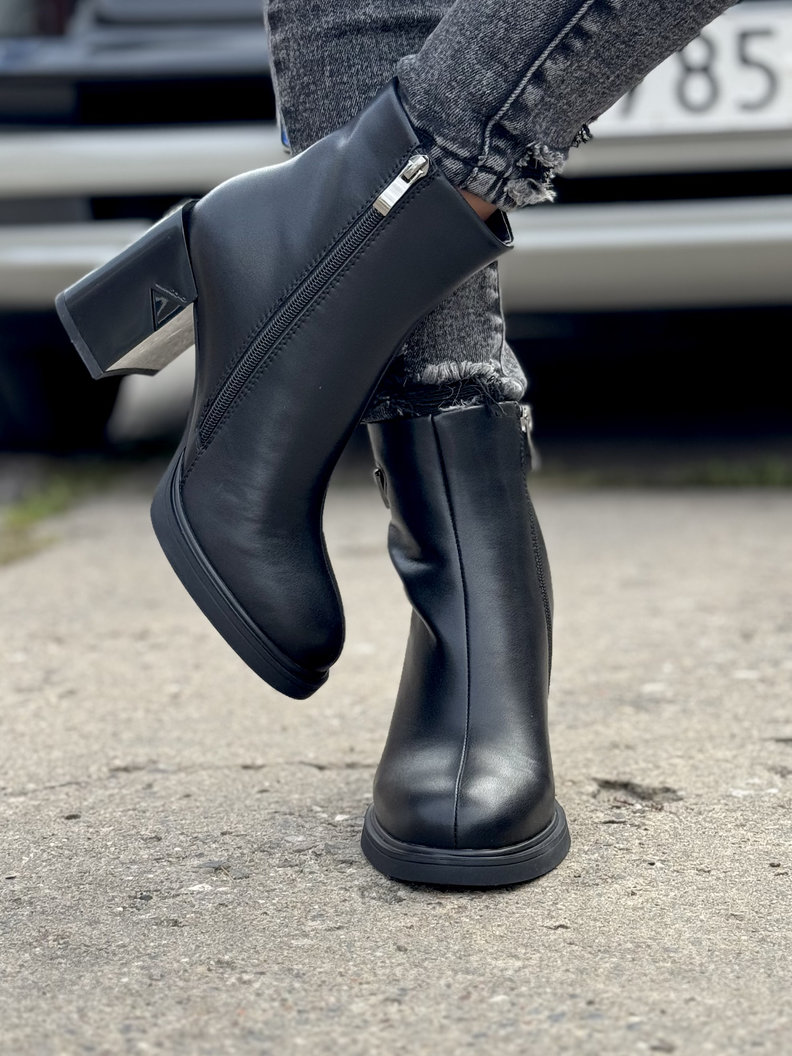 Ocieplane botki MIDNIGHT BLACK skóra naturalna - obrazek 4