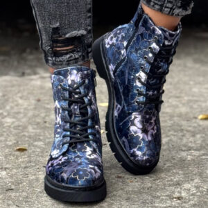 Ocieplane traperki FLORAL TREK NAVY LILAC