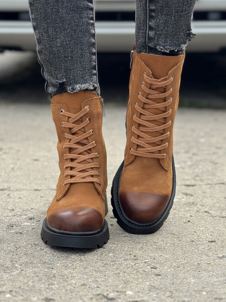 Ocieplane traperki MARLOW CAMEL skóra naturalna - obrazek 3