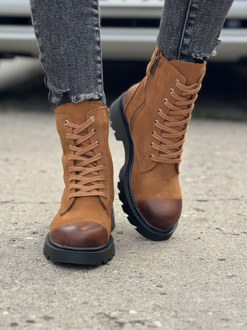 Ocieplane traperki MARLOW CAMEL skóra naturalna - obrazek 4