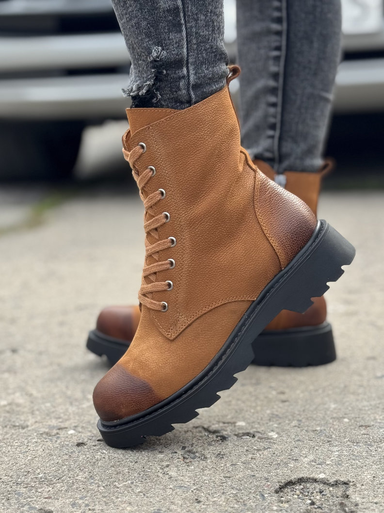 Ocieplane traperki MARLOW CAMEL skóra naturalna - obrazek 7