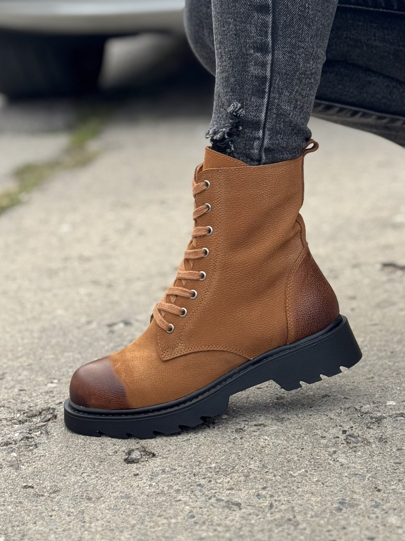 Ocieplane traperki MARLOW CAMEL skóra naturalna - obrazek 5