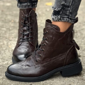 Ocieplane workery MILAN CHOCO BROWN skóra naturalna