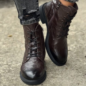 Ocieplane workery MILAN CHOCO BROWN skóra naturalna