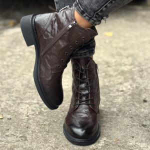 Ocieplane workery MILAN CHOCO BROWN skóra naturalna