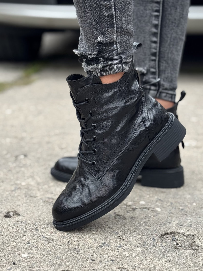 Ocieplane workery MILAN BLACK skóra naturalna - obrazek 5