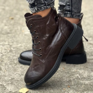 Ocieplane workery MILAN CHOCO BROWN skóra naturalna