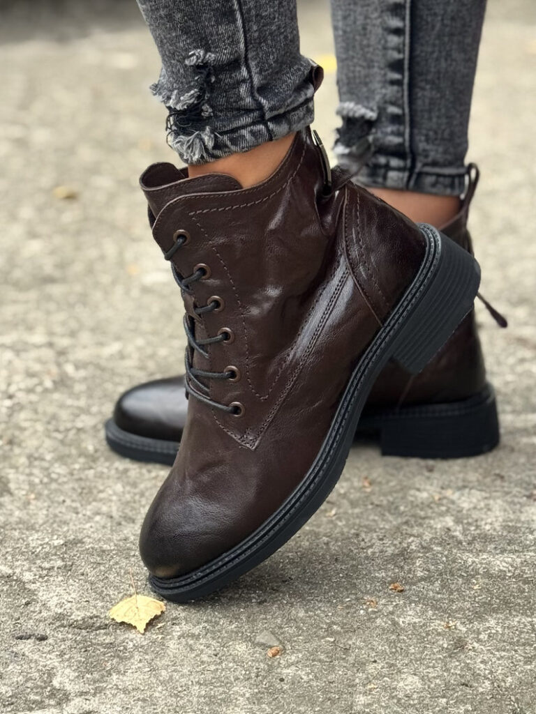Ocieplane workery MILAN CHOCO BROWN skóra naturalna - obrazek 6