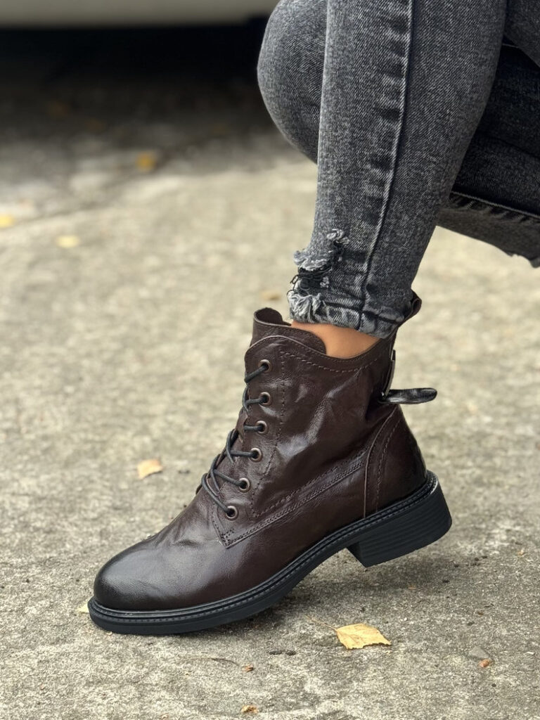 Ocieplane workery MILAN CHOCO BROWN skóra naturalna - obrazek 7