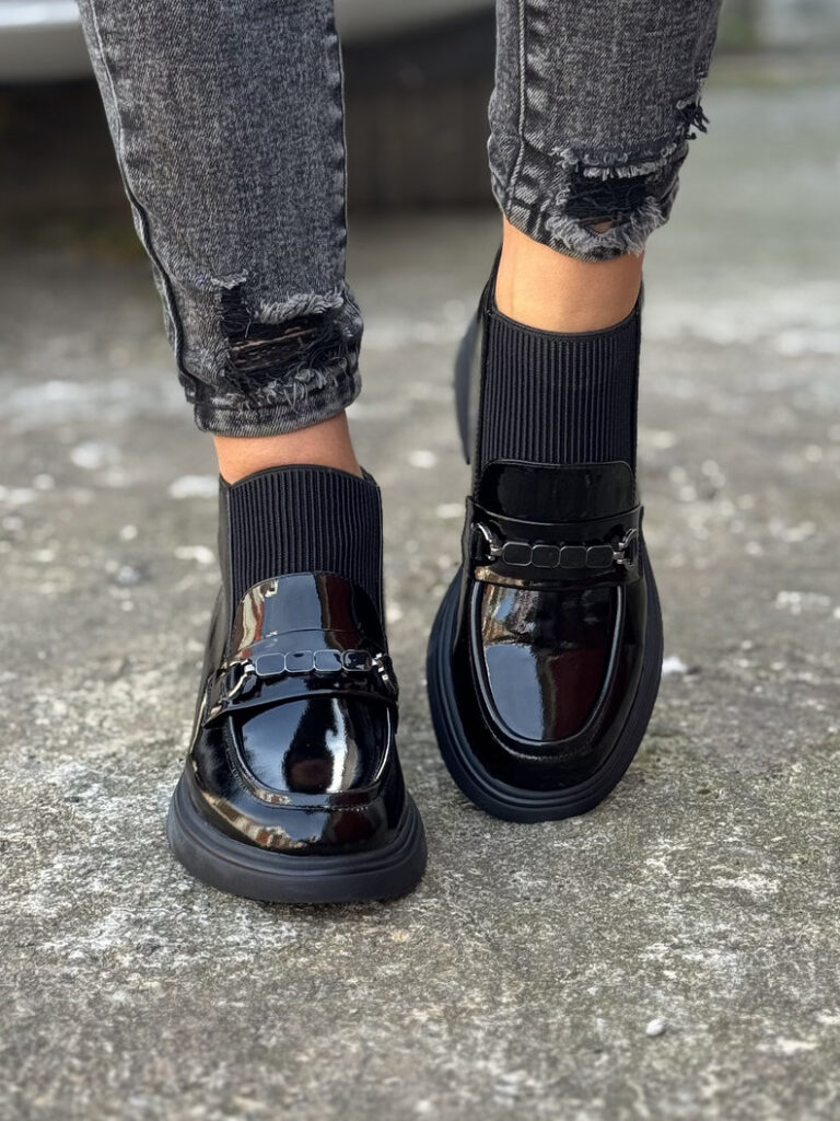 Wygodne botki ASTILLO BLACK GLOSS skóra naturalna - obrazek 6