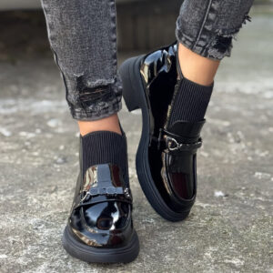 Wygodne botki ASTILLO BLACK GLOSS skóra naturalna