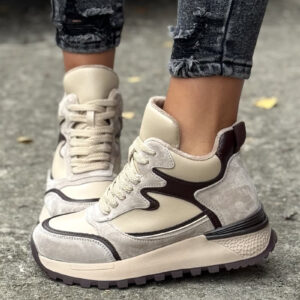 Półbuty BELEZA BEIGE CHOCO skóra naturalna